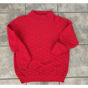 Vintage Clifton Place women's red texture Mock Neck‎ sweater Size M/L